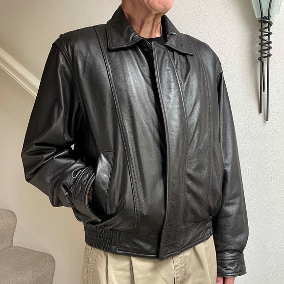 London Fog Other - Vintage London Fog Chocolate Brown Leather Bomber Jacket